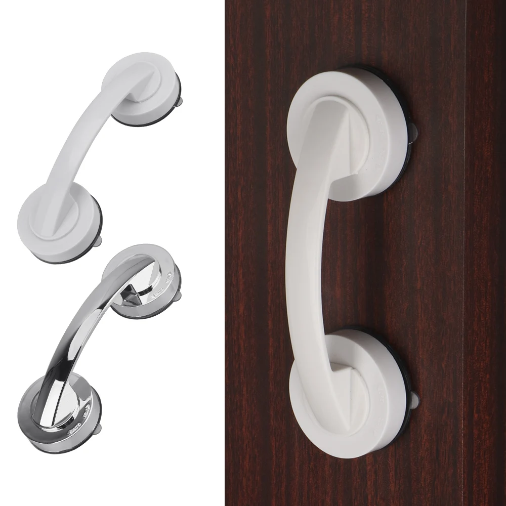 Anti-slip Handrail No Drilling Shower Handle with Suction Cup Offers Safe Grip for Safety Grab in Bathroom Bathtub Glass Door