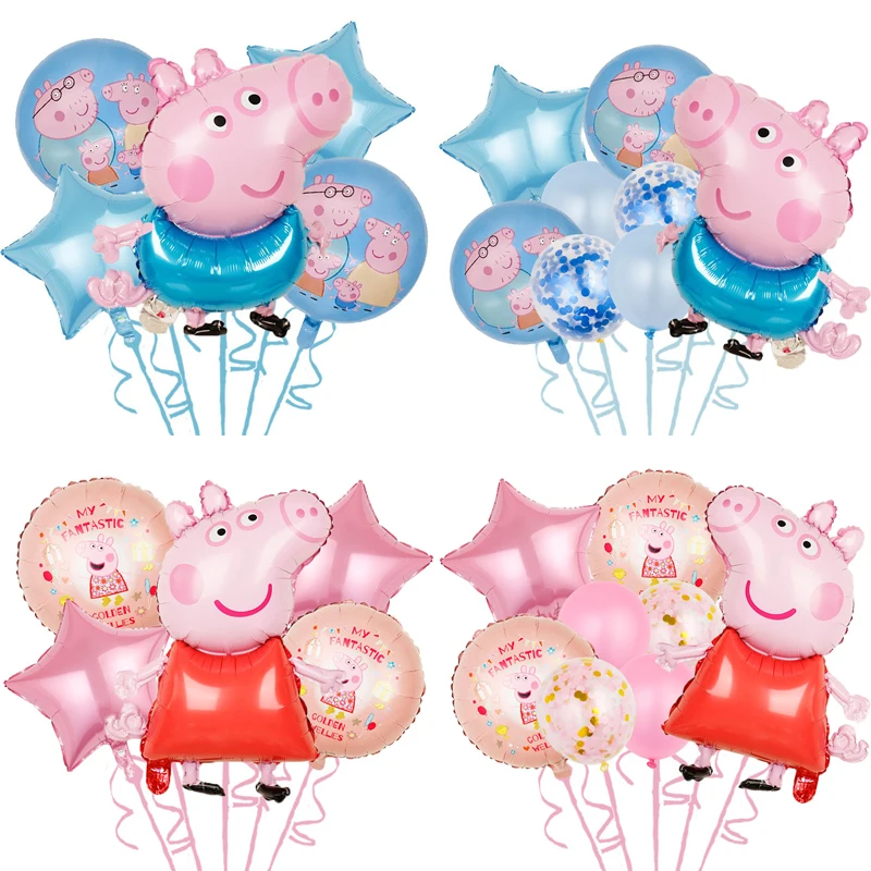 Peppa Pig Série Balão Set, Decoração de Aniversário Infantil, Filme De Alumínio, Fontes Do Partido, Brinquedo