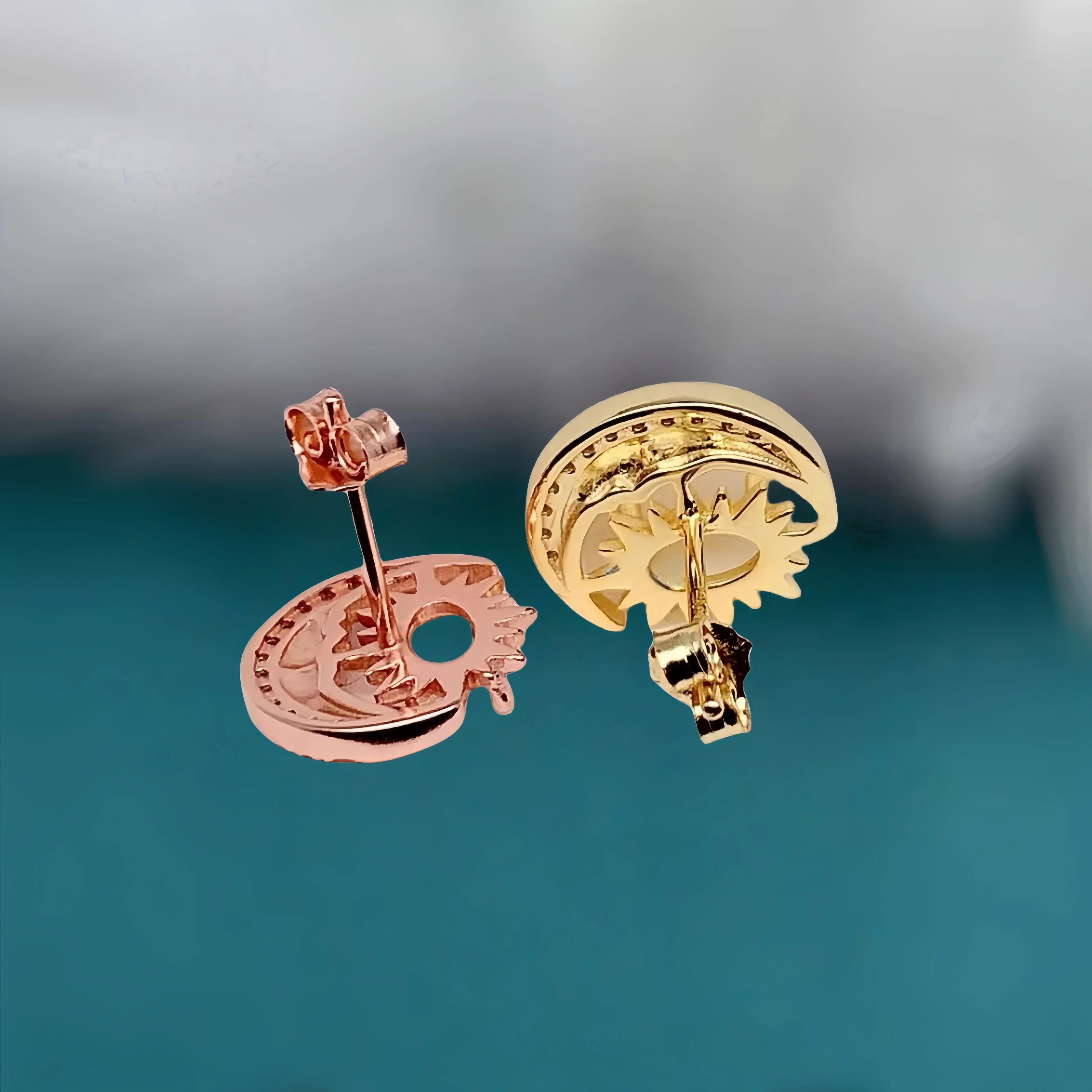 L 4*6mm Oval Stone Settings S925 Sterling Silver DIY Empty Earring Holder Sun Moon Fine Design Light Luxury 3 Colors for Woman