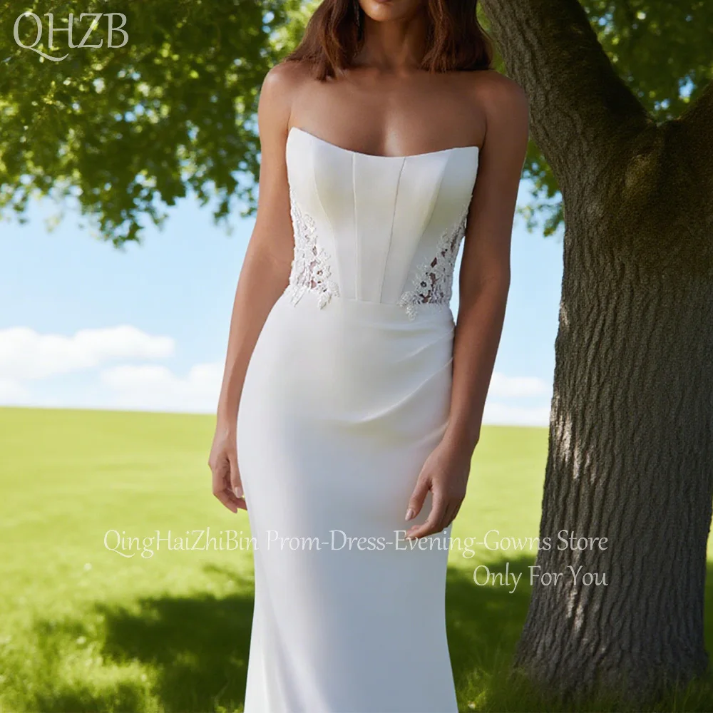 فساتين زفاف بيضاء طويلة حورية البحر مخصصة دانتيل بطول الأرض سويب تراين فستان عرائس للنساء فساتين فيستدوس دي نوفيا 2025