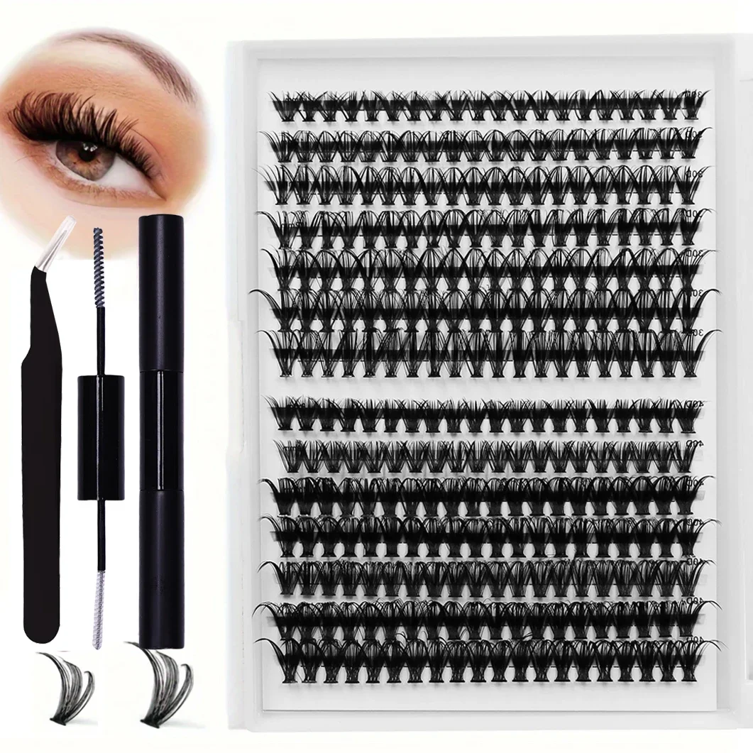 280PCS DIY Eyelash Extension Kit with Eyelash Adhesive and Sealant for Eyelash Tweezers