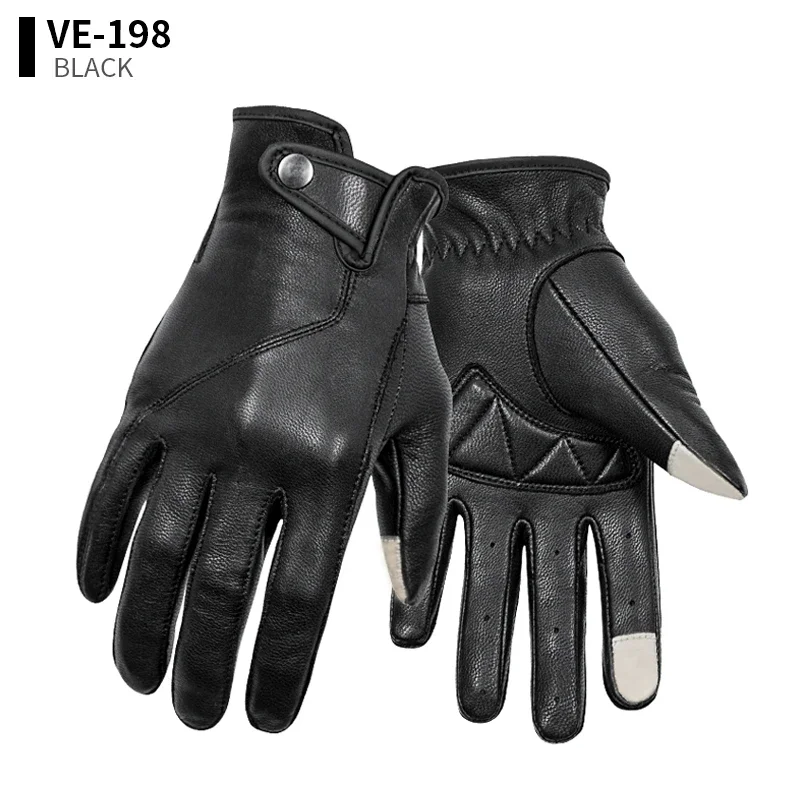 

VEMAR Goat Leather Motorcycle Gloves Brown Vintage Anti-Fall Guantes Moto Summer Autumn Retro Motorbike Full Finger Gloves