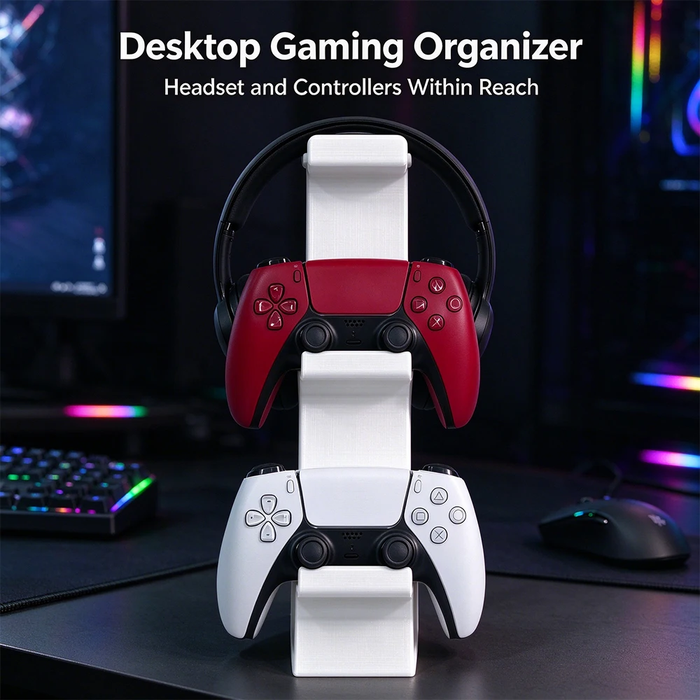 Game Controller Headset Holder Multi Tier Gaming Stand for PS5 PS4 Xbox Switch Universal Gamepad Headphone Storage Rack