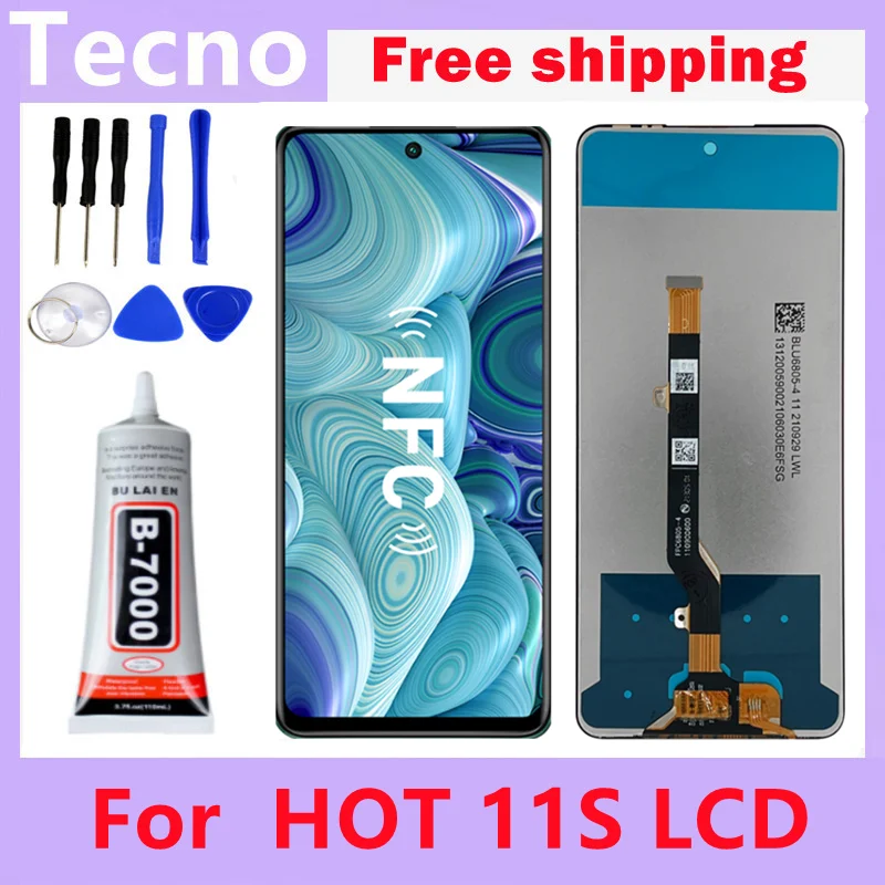 

6.78" Original New For Infinix Hot 11S X6812 LCD Display Touch Screen Digitizer Assembly X6812B LCD Repair Replacement Part