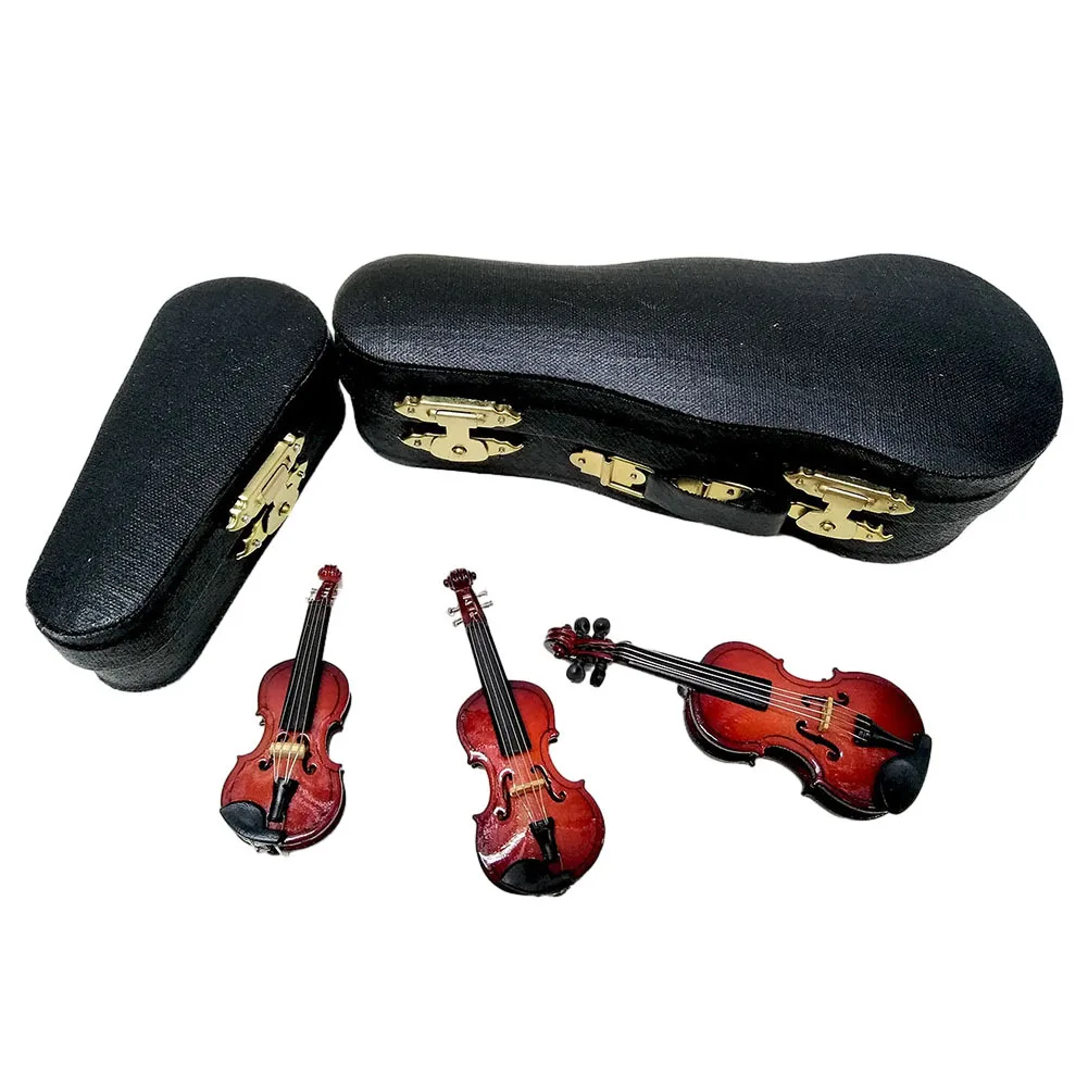 Basswood Violin Model Ornament with Stand and Case Exquisite Craftsmanship Ideal for Home Decor and Music Lovers