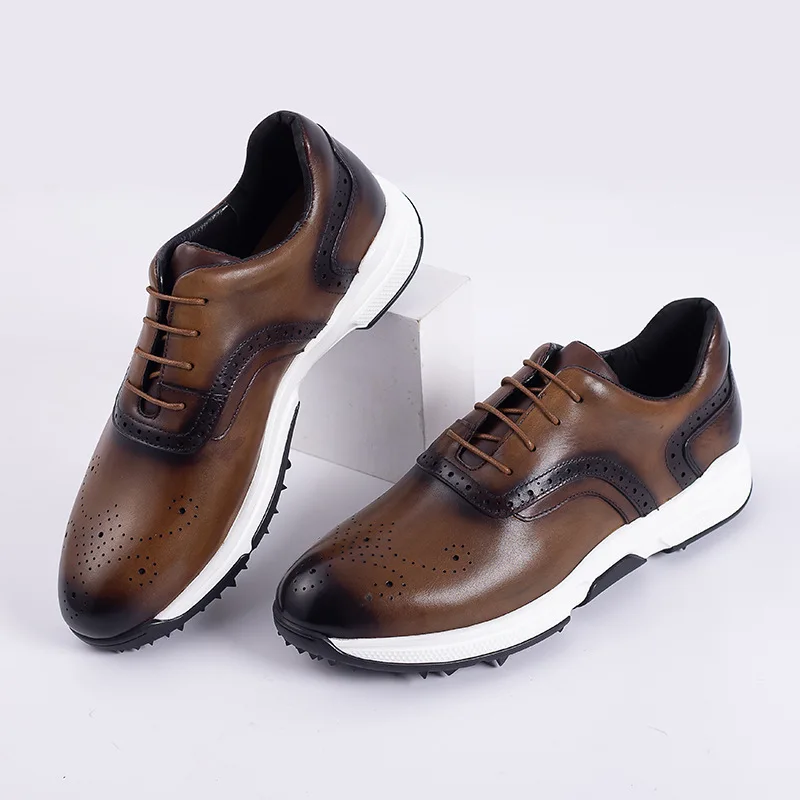 Mens Brogue Shoes Brown Color Carved Gentleman Genuine Leather Shoes Vintage Style Wedding Business Shoes Man Dress Shoes