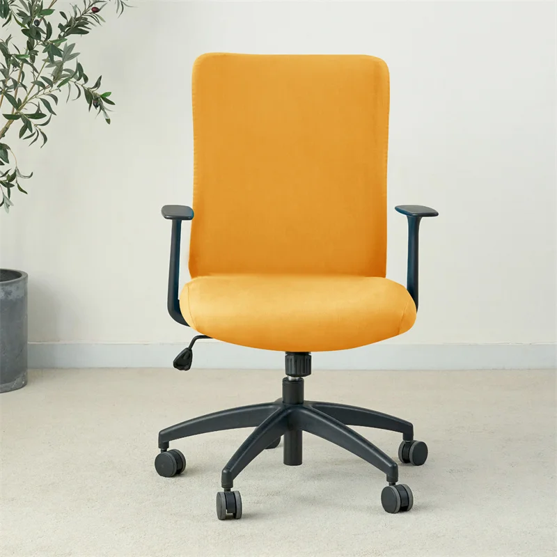 1PC Velvet Office Chair Cover Solid Color Stretch Gaming Computer Armchair Slipcover Anti-dirty Rotating Desk Seat Chair Covers