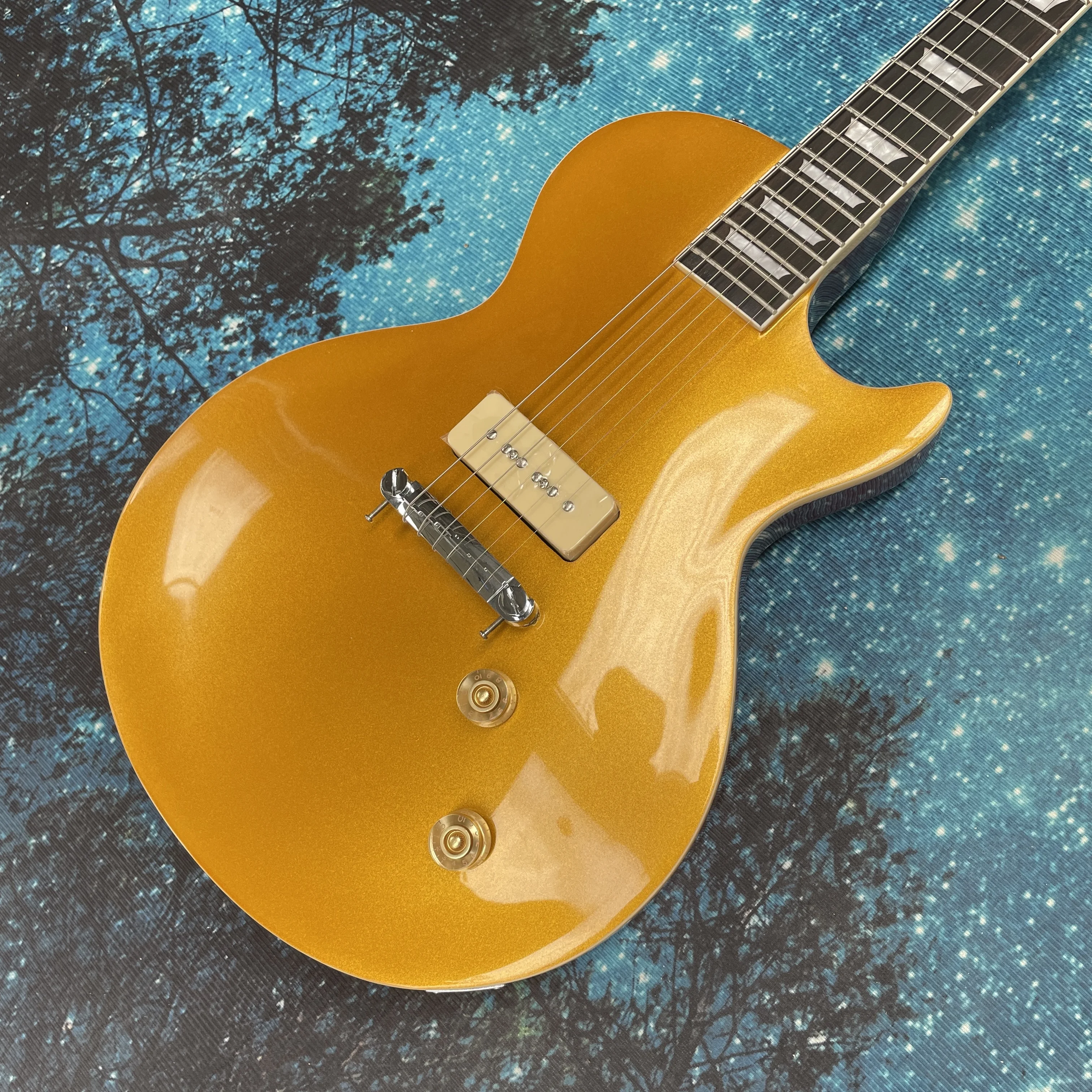 6-string electric guitar, honey gold mahogany body guitars, dual knob control beginner electric guitarra