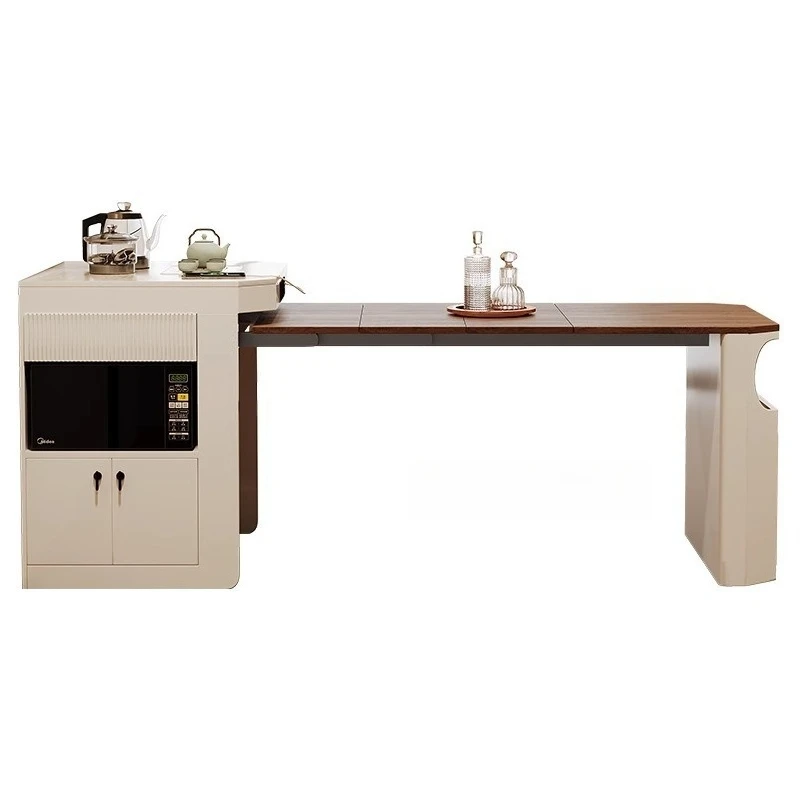 

Integrated island dining table household small apartment multi-functional medium and ancient cream
