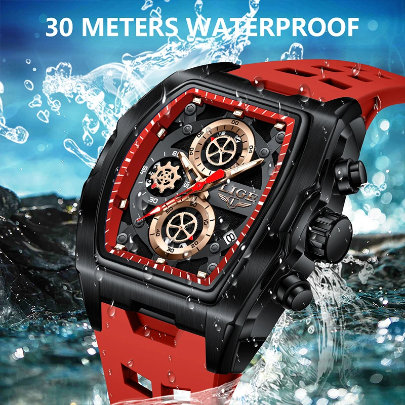 LIGE 2025 ساعات رجالية كوارتز ماركة فاخرة موضة رياضية مقاوم للماء كرونوغراف تاريخ تلقائي ساعات للرجال reloj hommes