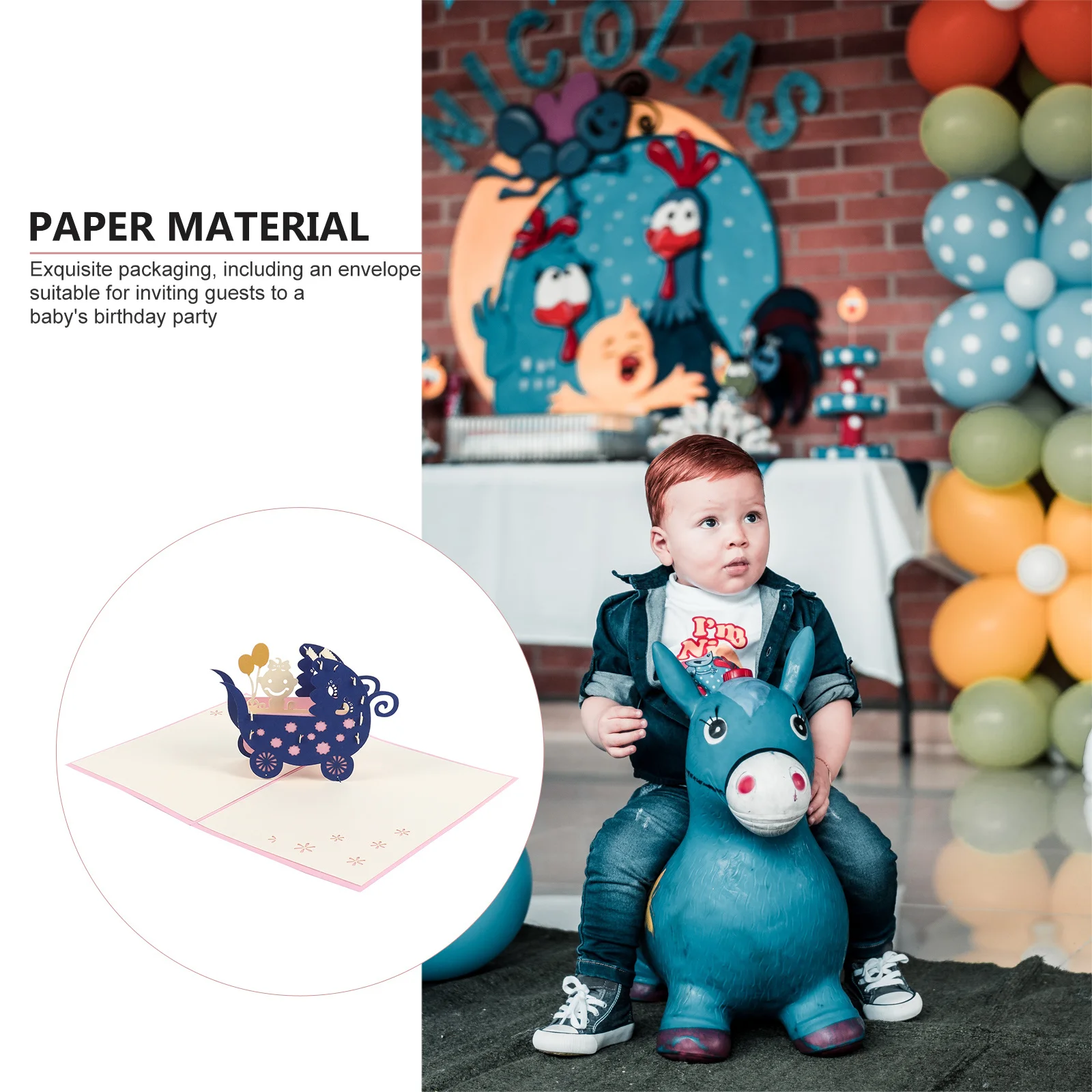 

3D Stereo Carriage Greeting Card Congratulations Shower Wish Blessing Message Card Wish Congratulation Cards