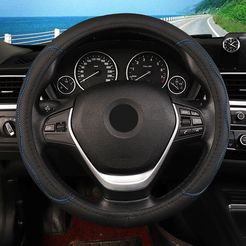 Car Steering Wheel Cover For 36 38 40 42 45 47 50 CM Big Truck Bus Van Volant Lorry Artificial Leather Non-slip Auto Protector