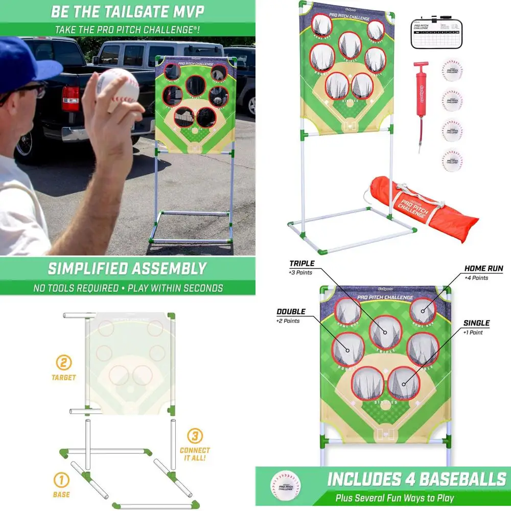

Football & Baseball Toss Games Available in Football Red Zone Challenge or Baseball Pro Pitch Challenge Choose Between Backyard
