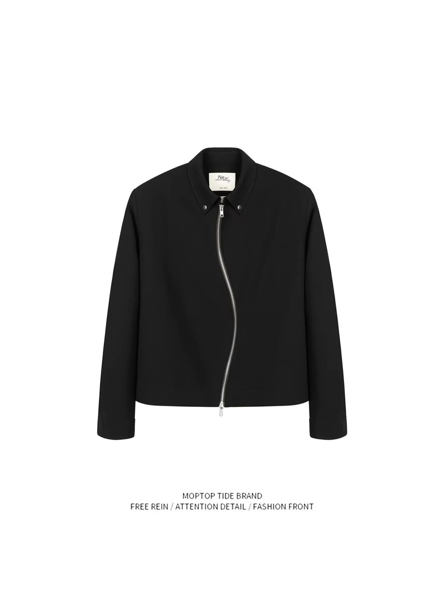 

Classic Bla Casual Zipper Stand Collar Open Cardigan Sweatirt Jaet Loose Fit Autumn New Sle for Men Youth Faion