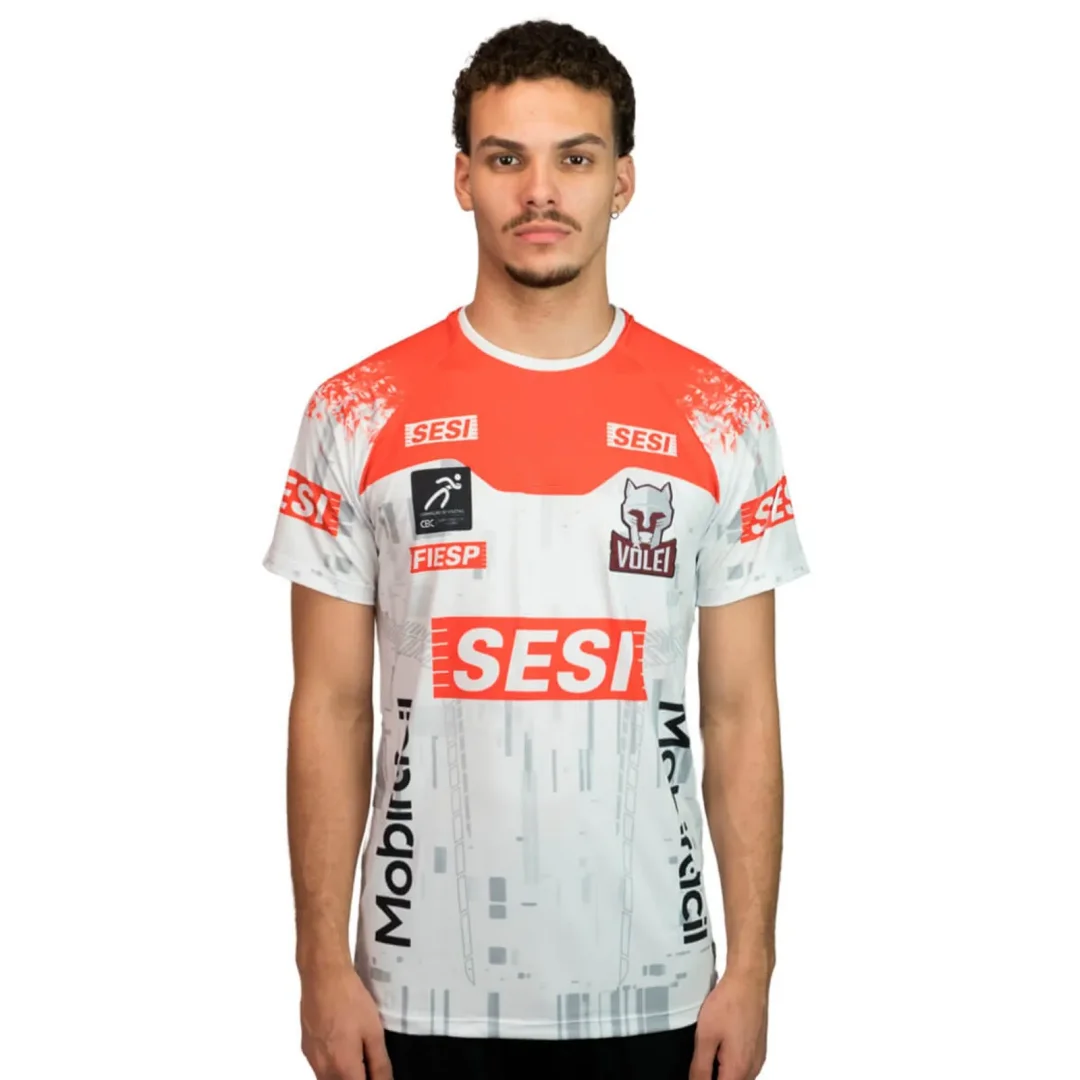 Camisa de Vôlei do Sesi Bauru 24-25, Jersey Masculino de Vôlei, Camiseta Esportiva Masculina, Roupa Infantil, Camiseta Y2K, Top Feminino