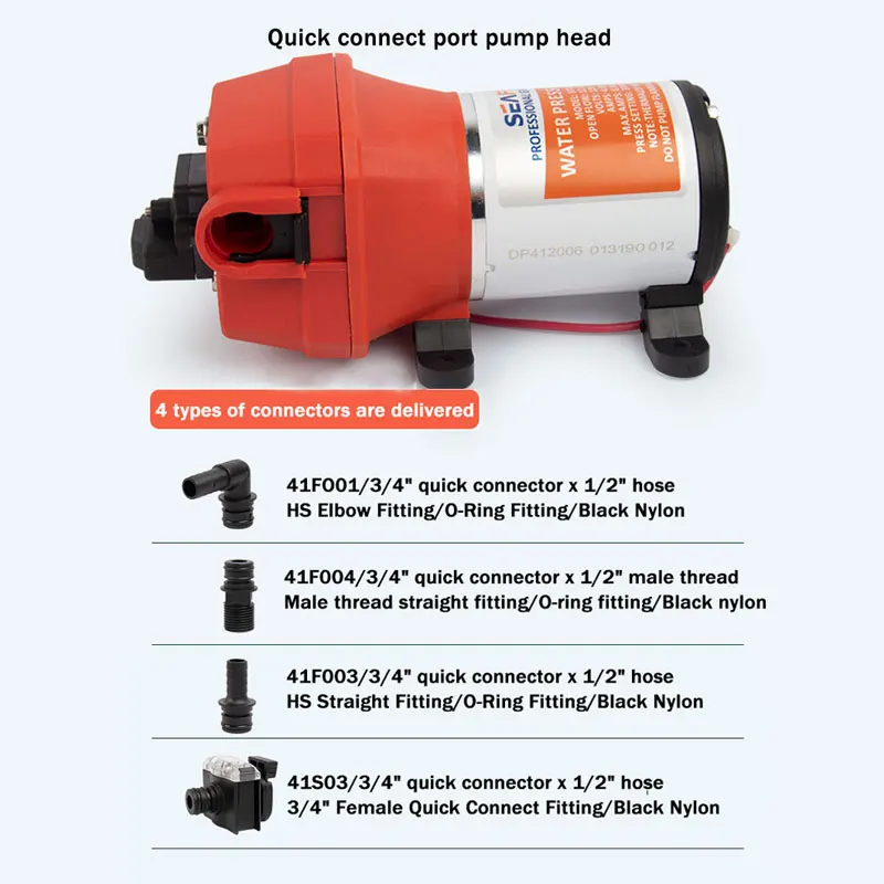 SEAFLO 12V24V DC 4-полосный диафрагменный насос, самовсасывающий насос, подходит для домов на колесах, яхт, семейных промышленных лодок