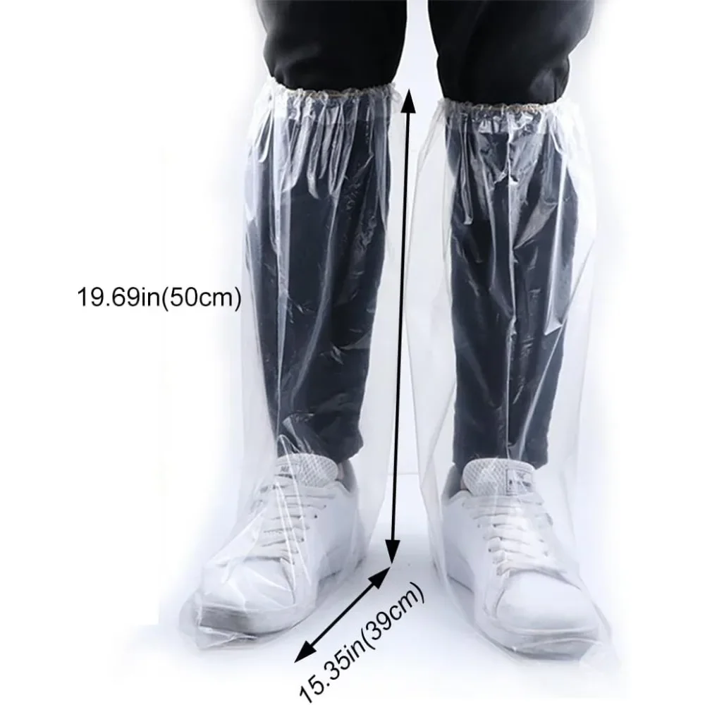 أغطية أحذية مقاومة للماء من البولي إيثيلين للاستعمال مرة واحدة، أغطية أحذية المطر السميكة غير القابلة للانزلاق، أحذية بلاستيكية مقاومة للاهتراء للرجال والنساء