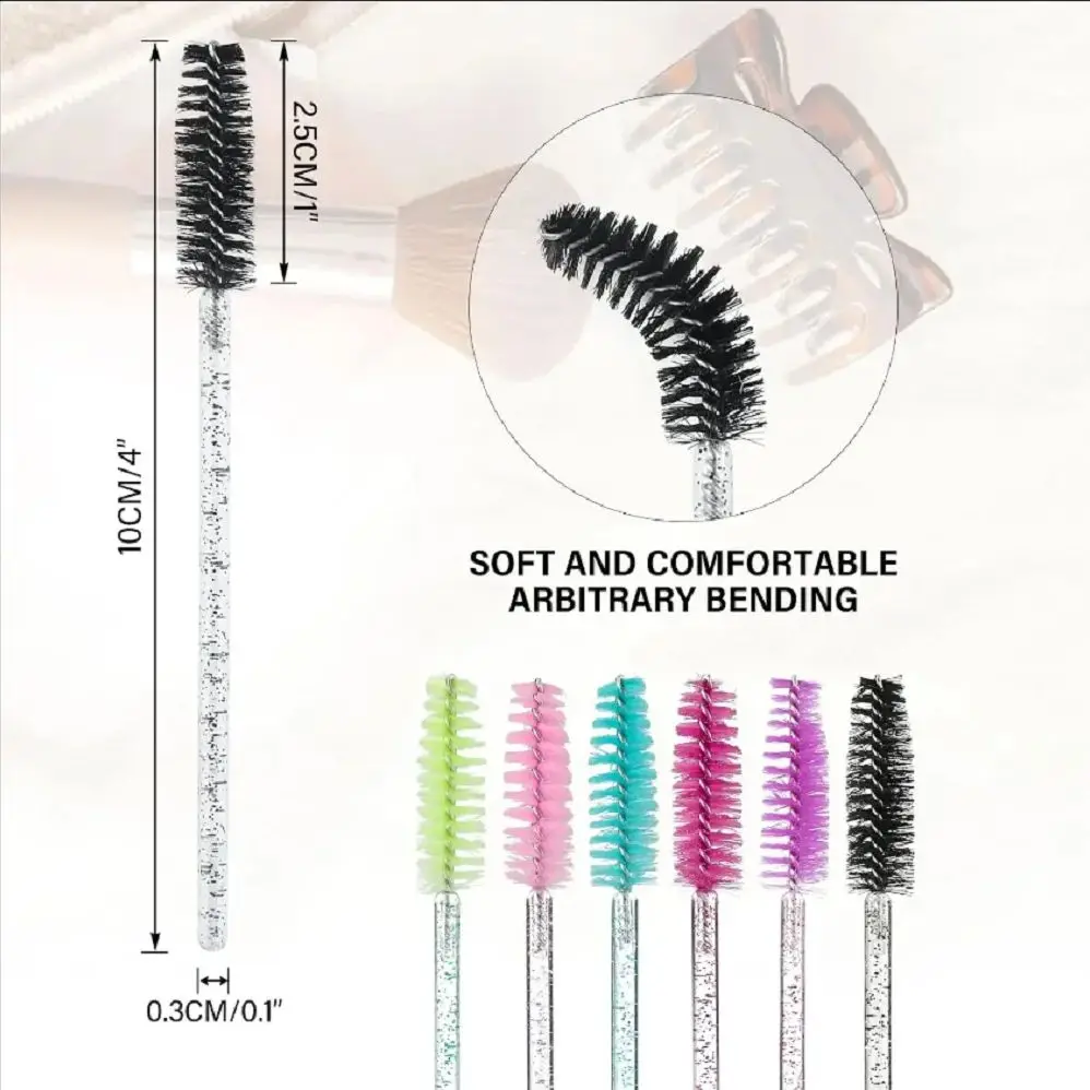 50Pcs Make-Up Pinsel Einweg Kristall Augenbraue Pinsel Diamant Griff Mascara Zauberstab Applikator Wimpern Wimpern Verlängerung Werkzeuge