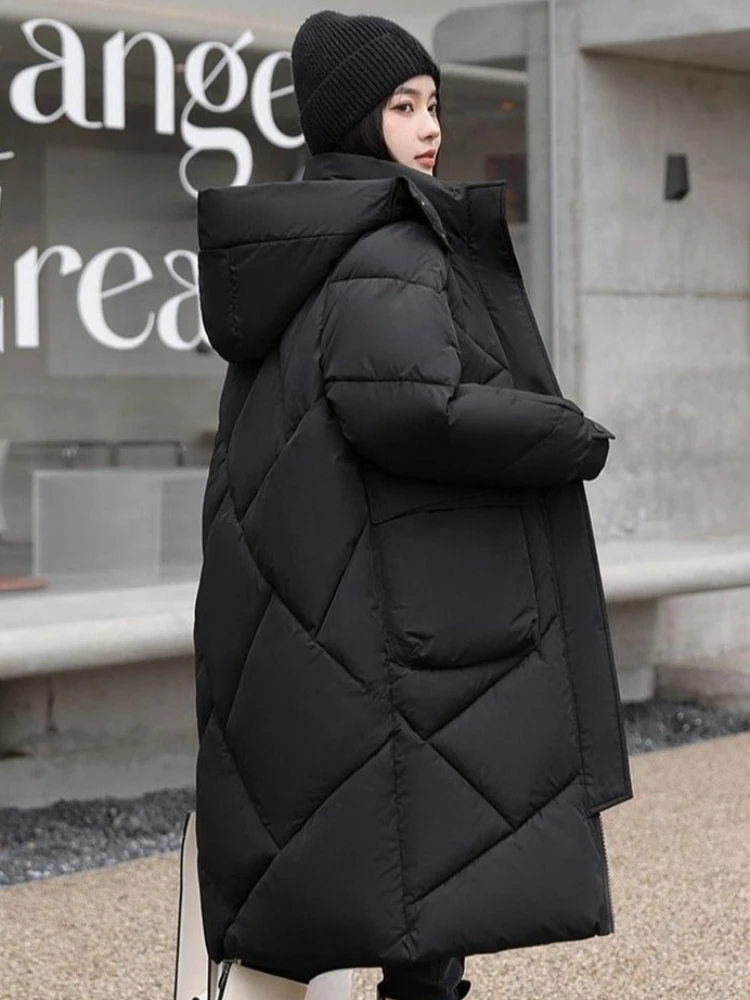 

Winter Coat for Women 2025 Korean Padded Jacket with Thickened Down Warm Comfortable Long Over Knee Outerwear