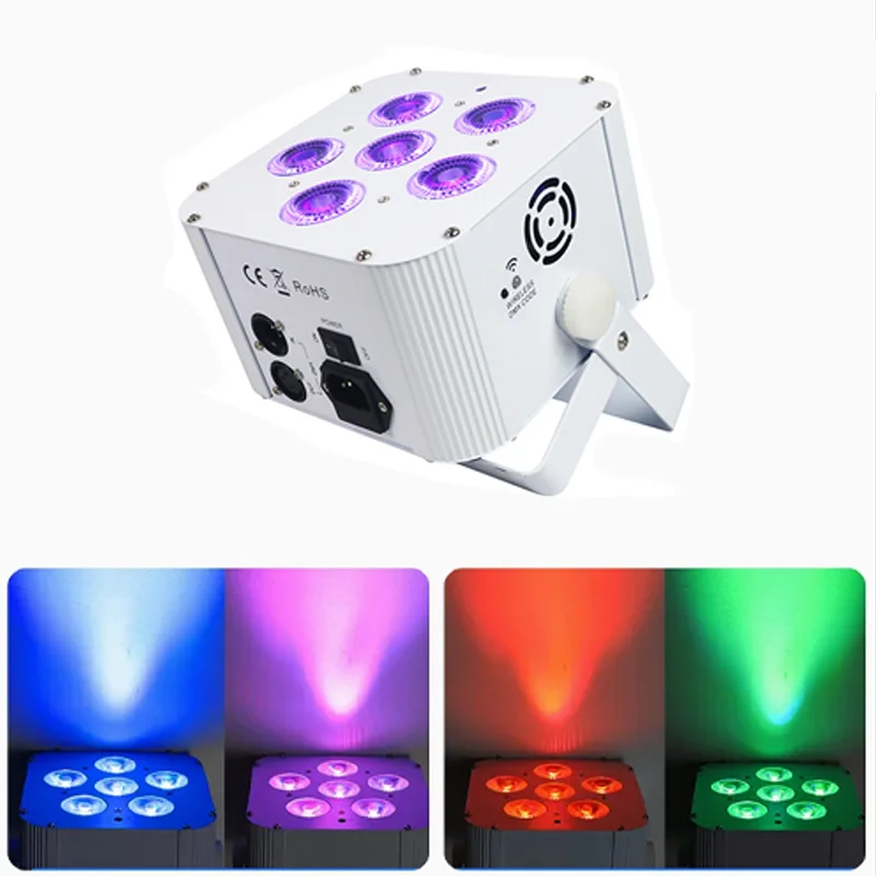 4 PCS 6x18W RGBWAUV 6 in 1 Wireless DMX Rechargeable Battery Power WiFi Phone App Led Par Light DJ Stage Uplight