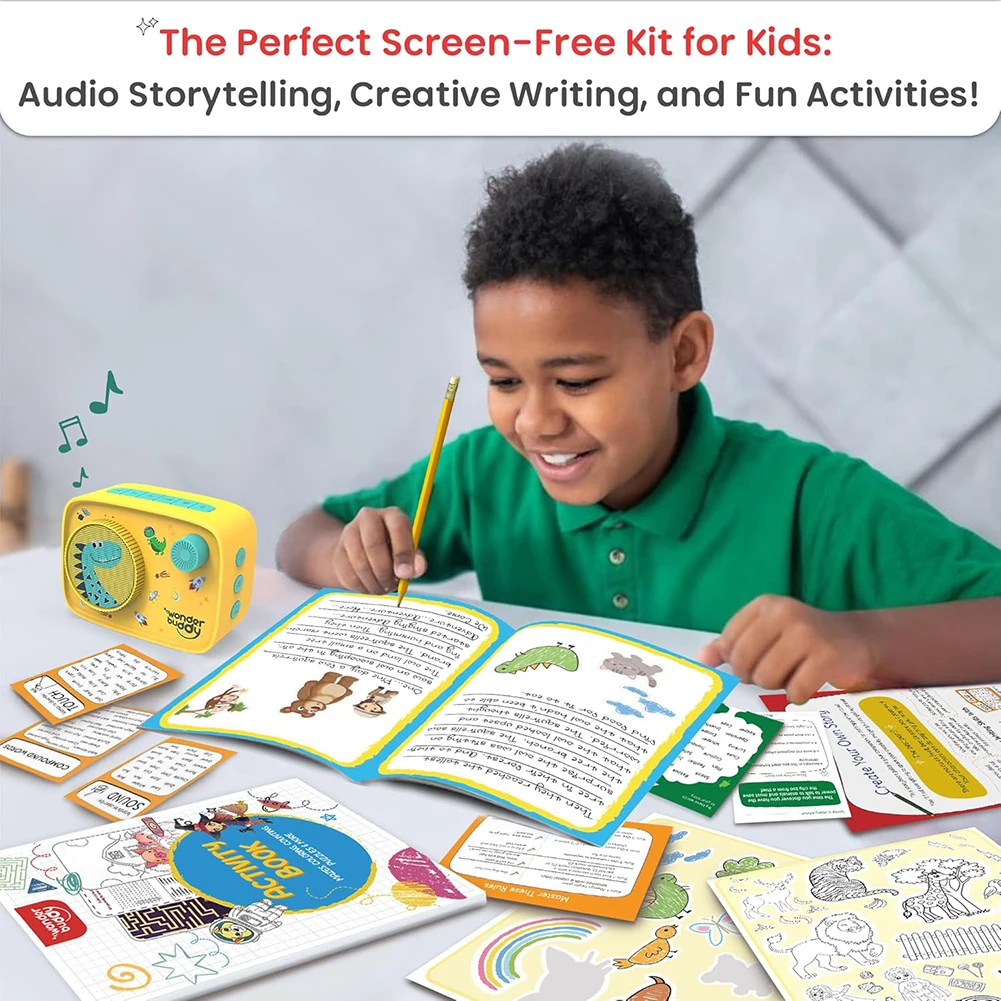 Bildschirmfreier Audio-Player für Kinder mit Geschichtenbuch DIY-Kunstset Sprachrekorder BT-Geschichtenerzähler Geschichtenerzählmaschine für Frühes Lernen