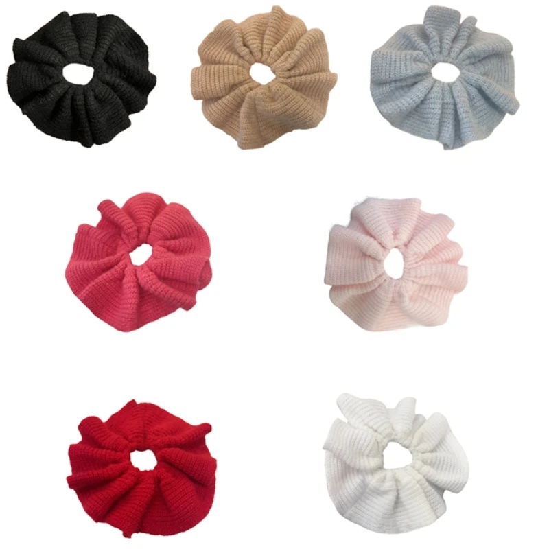 Ruffle Hair Bun Scrunchy Headpiece Fabric Knit Hair Tie Lady Elegant Headdress Dropship
