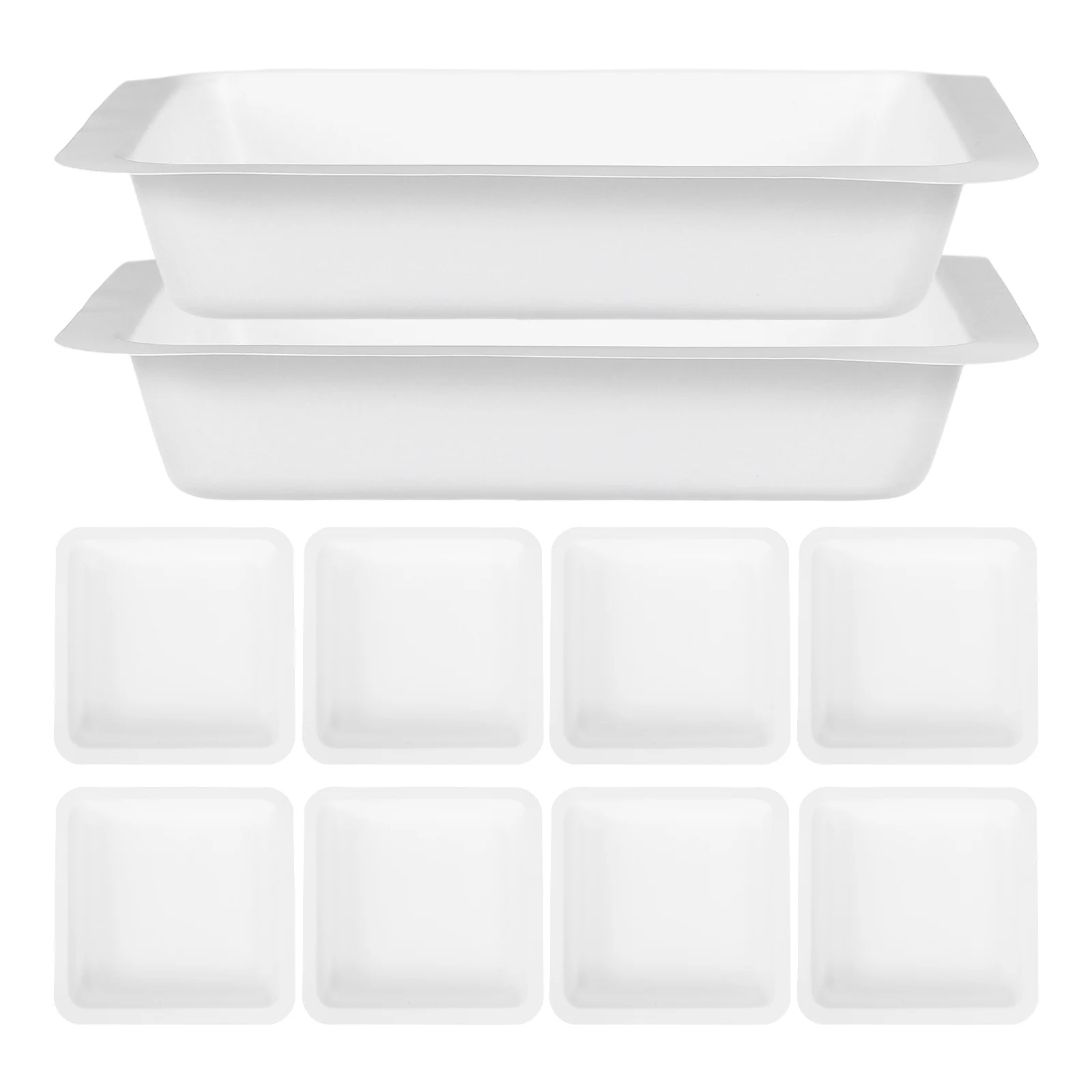 

10pcs Plastic Weighing Pan Lightweight Reusable Transparent Laboratory Tray Square Boat Powder Microwavable