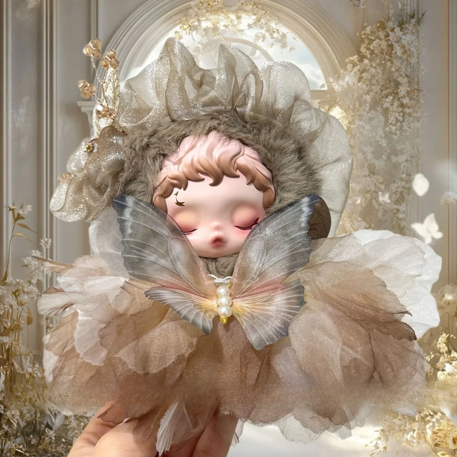 Vêtements de poupée pour Skullpanda, tissage léger, jupe féerique exquise, fleur papillon, ensemble d'anneaux de cheveux, accessoires de remplacement