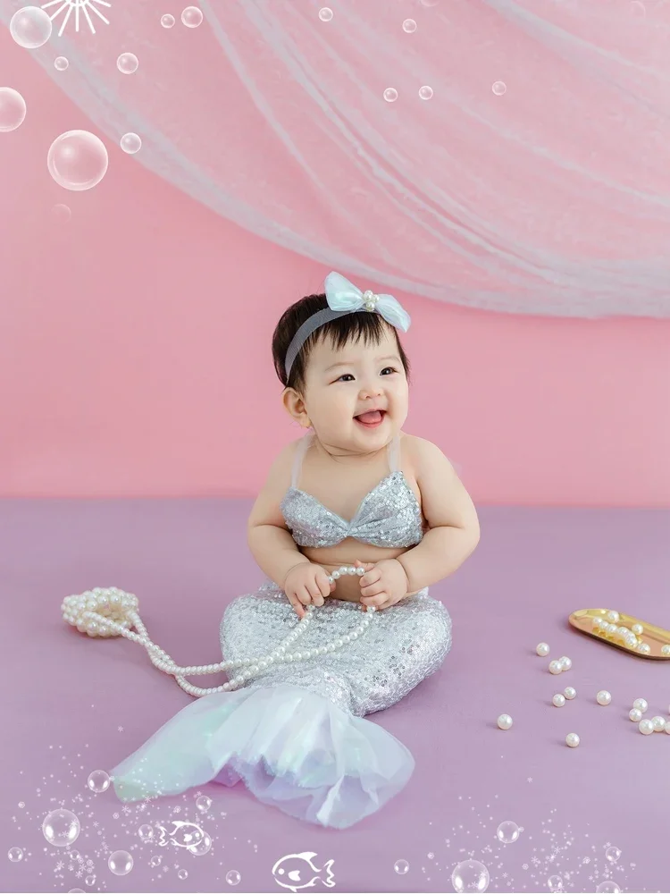 New Hundred Day Photo Mermaid Baby Theme Studio Art Photography Childrens Photography Clothing bebê   아기 코스프레