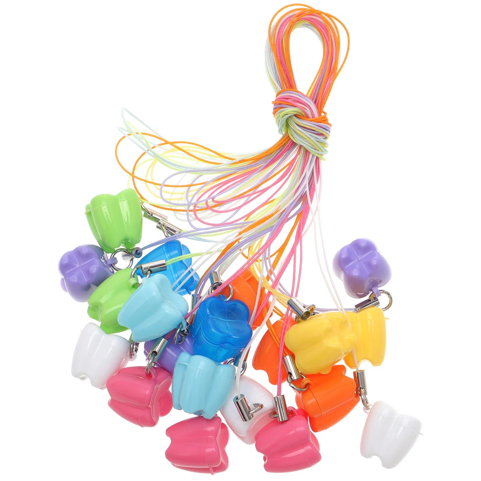 20 قطعة صندوق تخزين أسنان الطفل تصميم الدب الجميل الأطفال الأسنان تذكار مادة حماية البيئة قلادة بلاستيكية #3