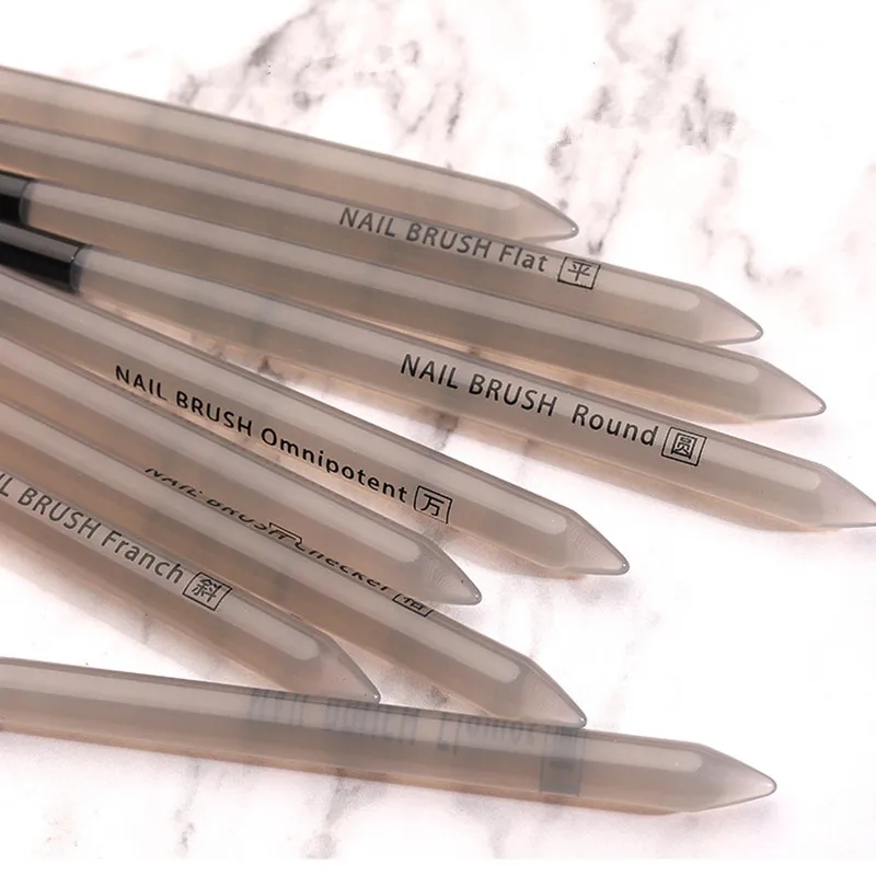 1/12PCS Nail Art Brush Acrylic Handle Liner Drawing UV Gel Pen French Brushes Half Moon Shape Gradient Manicure Tool