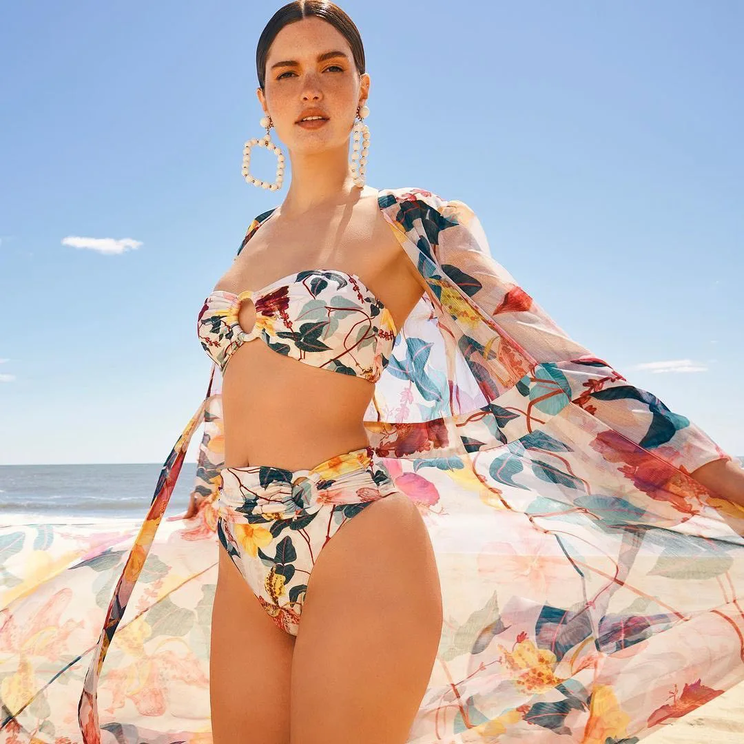 Costume da bagno con bordo arricciato stampato retrò da donna, costume intero Bikini con gonna, scollo a v, costumi da bagno senza schienale, copricostume da spiaggia per le vacanze