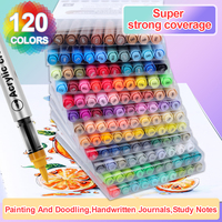 10-120 Colors Acrylic Paint Pens Markers Set Large Ink Capacity Brush Tip Acrylic Markers for Graffiti Illustration Sketching