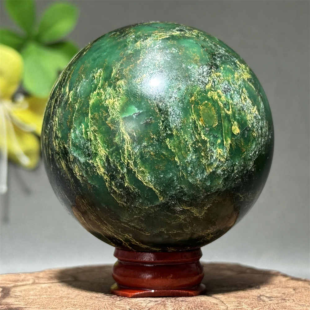 Natural Emerald Mineral Quartz Ball Home Office Decor Spiritual Meditation Healing Witchcraft Massage Gemstone + Base