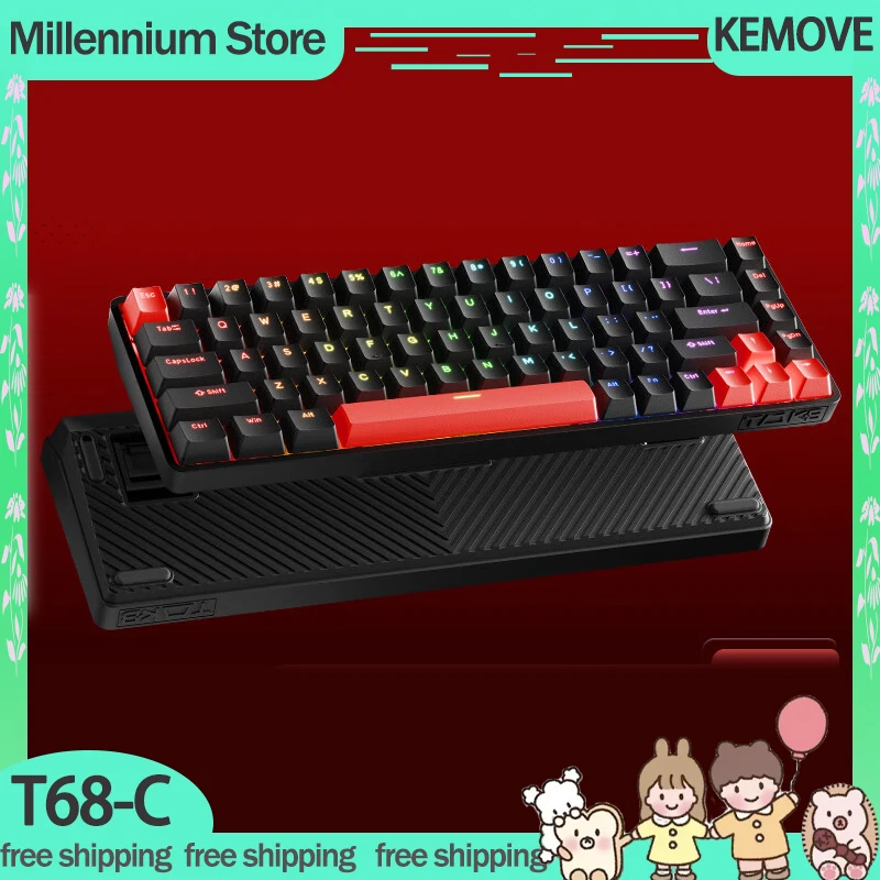 KEMOVE T68-C Magnetic Switch Keyboard RGB 68Keys Wired Mechanical Keyboards Keycaps ABS Esports Custom RT Gamer Keyboard Gifts