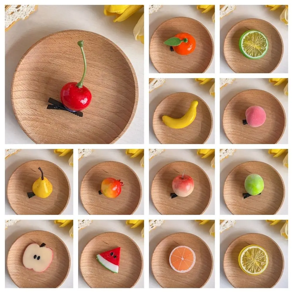 Cherry Simulation Fruit Hairpin Creative Peach Lemon Cute Hair Clip Korean Style Barrette Fake Food Girls