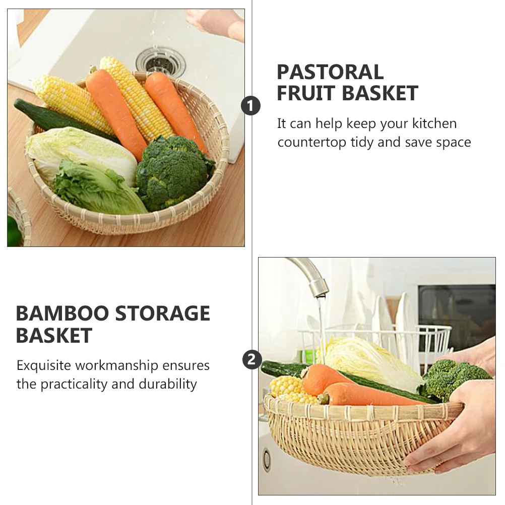 

1Pcs Bamboo Vegetable Basket Functional Storage Container for Kitchen Pantry Organization Large Capacity Fruit Basket Sundry