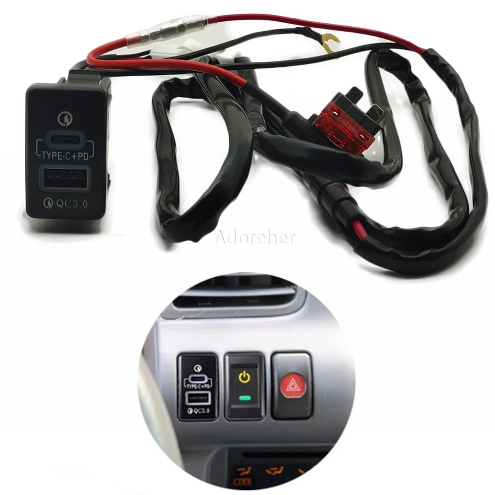 12V Car Dual USB C PD Ports QC3.0 Socket Quick Charger Adapter Use for Isuzu KV100 KV600 K600 Accessories