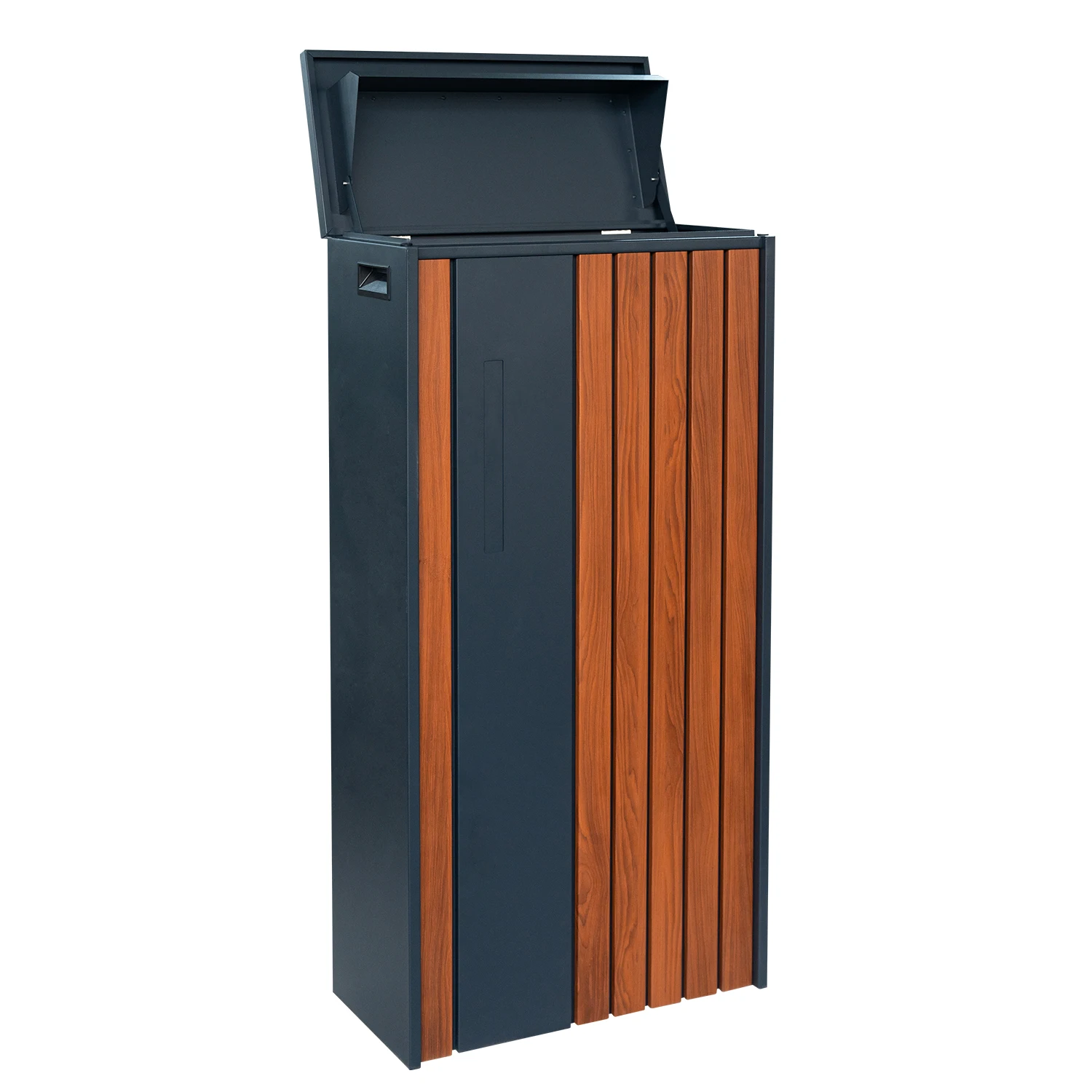Modern Free Standing Durable Decorative Waterproof Anti-Theft Outdoor Garden Mail Drop Box Rustproof Black Brown Steel Post