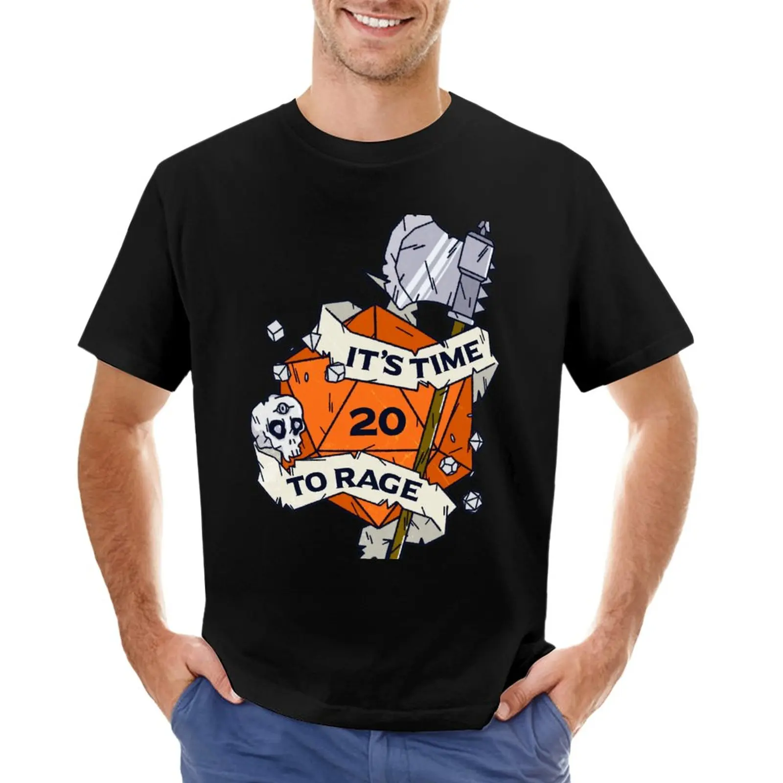 

Tabletop RPG Barbarian - It's Time To Rage T-Shirt customs graphics oversized cute clothes Men's t shirts