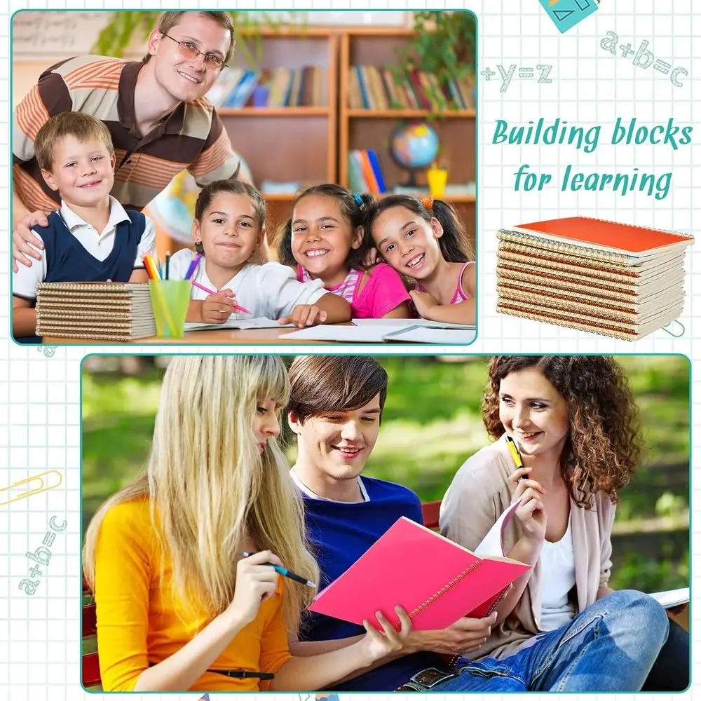 Bulk 100-Count A5 Spiral Notebooks, 8.3x5.5 Inches, College Ruled, 50-Sheet, Wide Ruled Journals, Ideal for School, Office, and