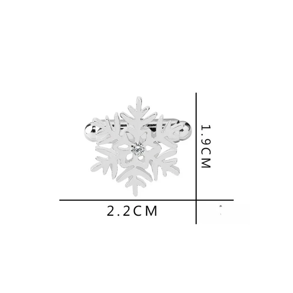 Silver Three-dimensional Snowflake Studded Diamond Cufflinks Christmas Gift Snowflake Studded Cufflink Suit Shirt Accessories