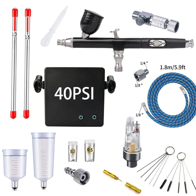 

Compressor airbrush kit accessories for tattoo makeup, manicure paint, with 40psi automatic stop compressor kit