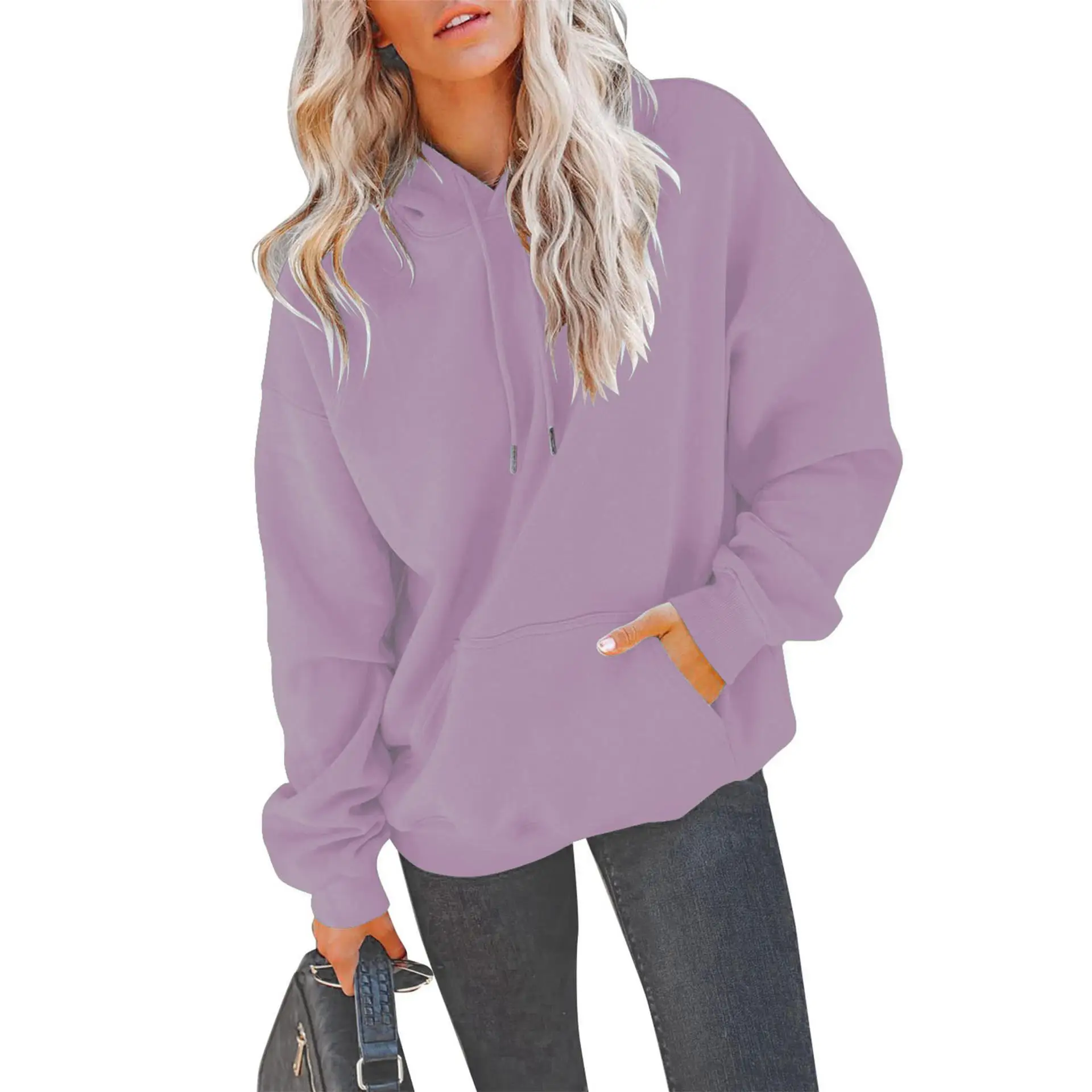Women's Long Sve Hooded Sweatirt with kets Casual Comfortable Hoodie for Autumn Winter Faion Streetwear