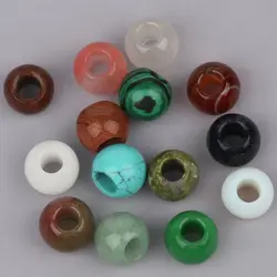 2pcs 12x10mm Large Hole Beads Natural Semi-precious Stone 14Colors for Choice Hole Size Approx 5mm DIY Manual Accessories