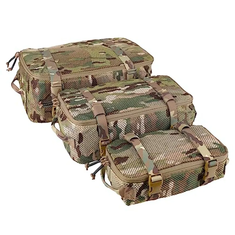 

PETAC GEAR 3 PCS Tactical Modular Packing Cubes Large Ccity Mesh Storage Bag for Outdoor Travel Organizing Durable Nylon Materi