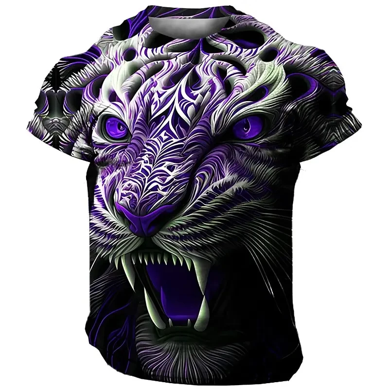 Goth Tiger Crown Graphic T Shirts Fashion Domineering 3D Printed T Shirt For Men Casual Streetwear Women Tshirt Oversized Tops