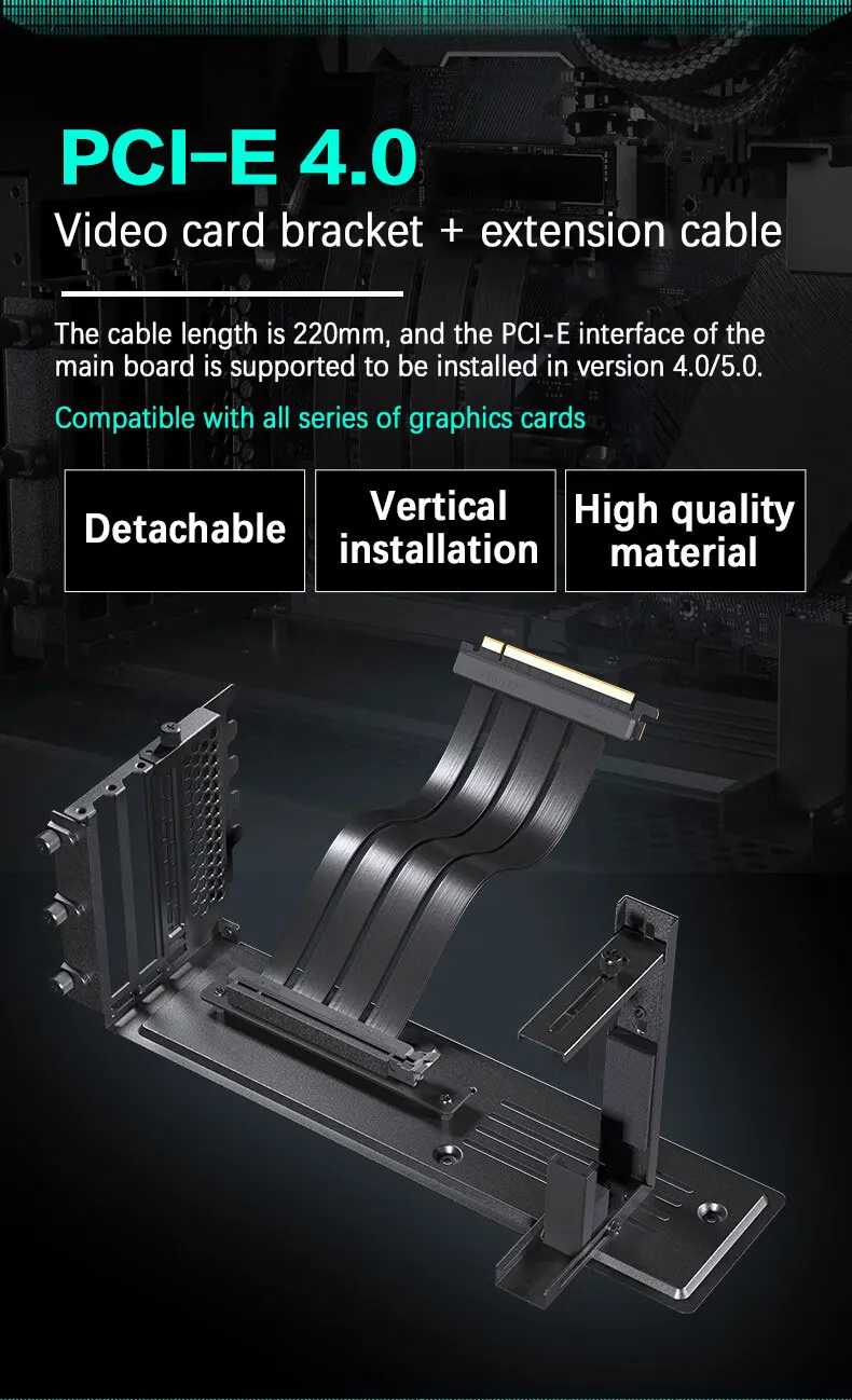 PHANTEKS VGPUKT4.0_04 PCI-E 4.0 x16 vertical video card support frame kit 7-slot chassis modification 4090 video card