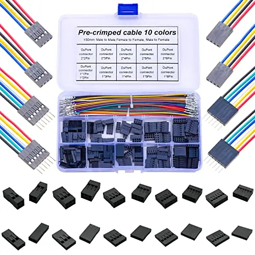 Złącze Dupont kabel żeński męska 2.54mm z kablem 22AWG, pojedyncza i podwójny rząd obudowa 2/3/4/5/6Pin (DU 2-6P)