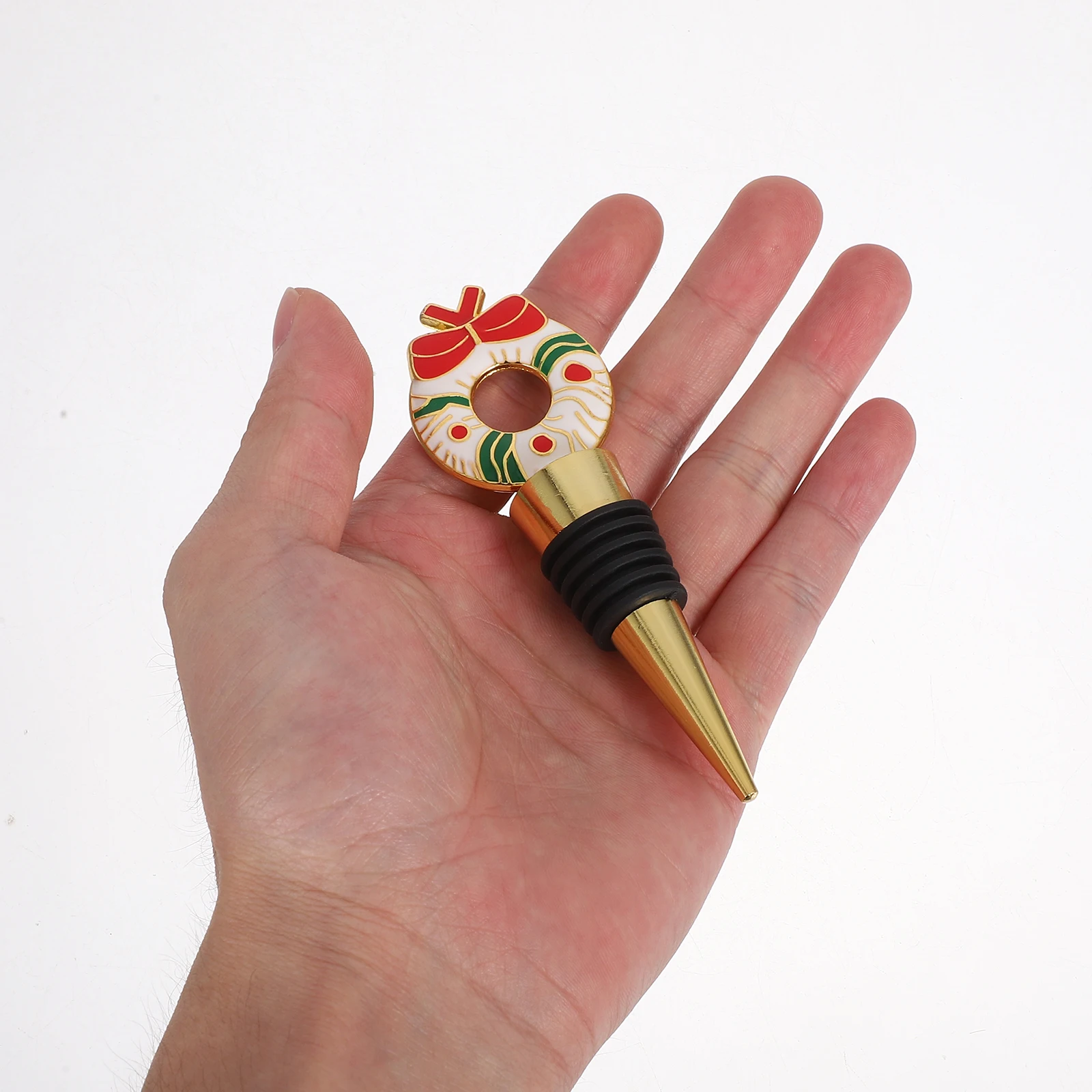 3pcs Christmas Stopper Santa Claus Wreath Beverage Preserver Airtight Sealer Holiday Stocking Stuffer Wine Bottle Cap Reusable